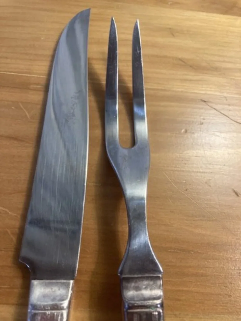 VTG Carver Set Stainless Utensils Cutlery 2 Piece Meat Fork Knife Floral